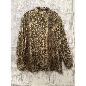Creative Design Works Cardigan Womens Size 3X‎ Animal Print Black Mob Wife Sheer